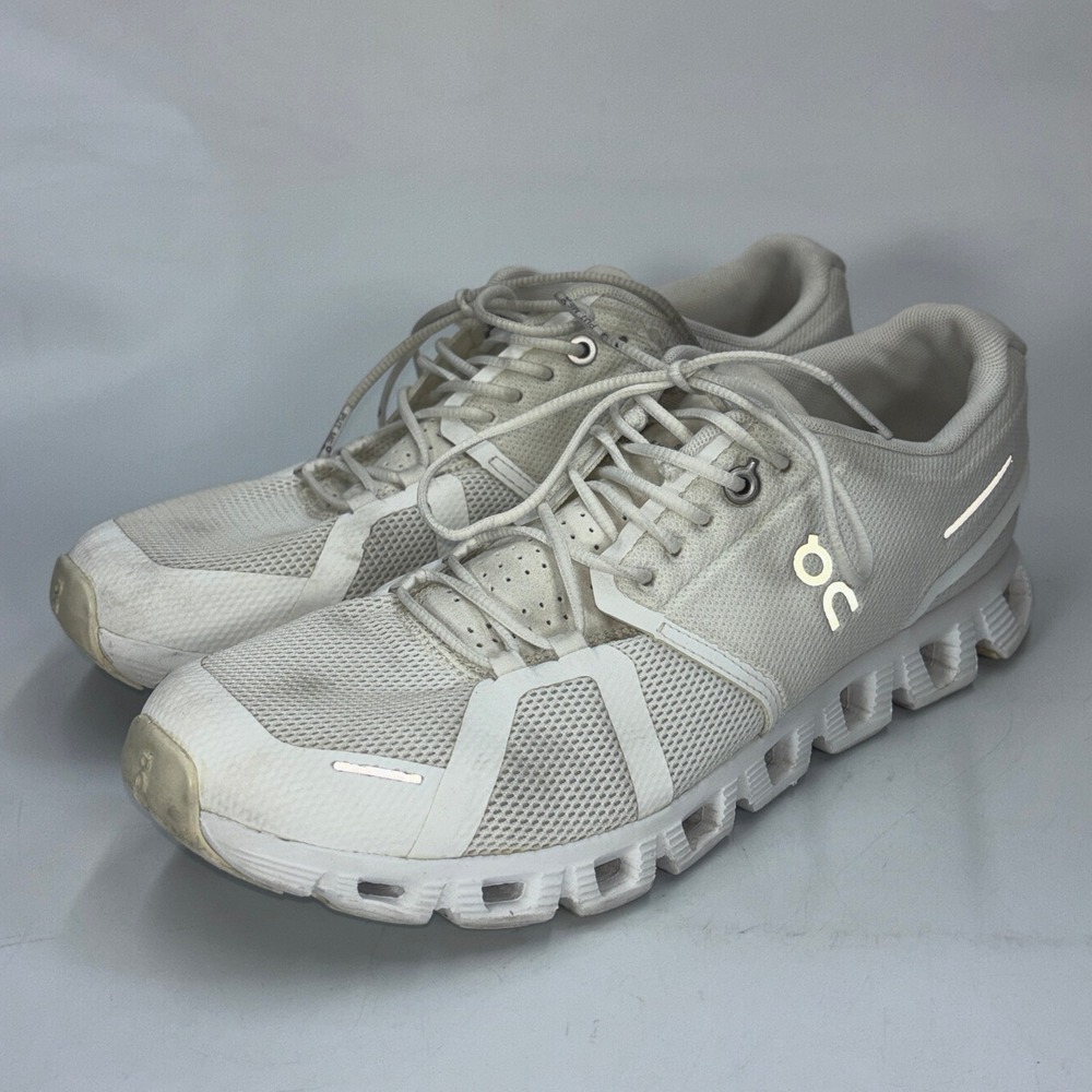 On Cloud Running Men's 11.5 Shoes All White Mesh Low Top Sneakers Reflective